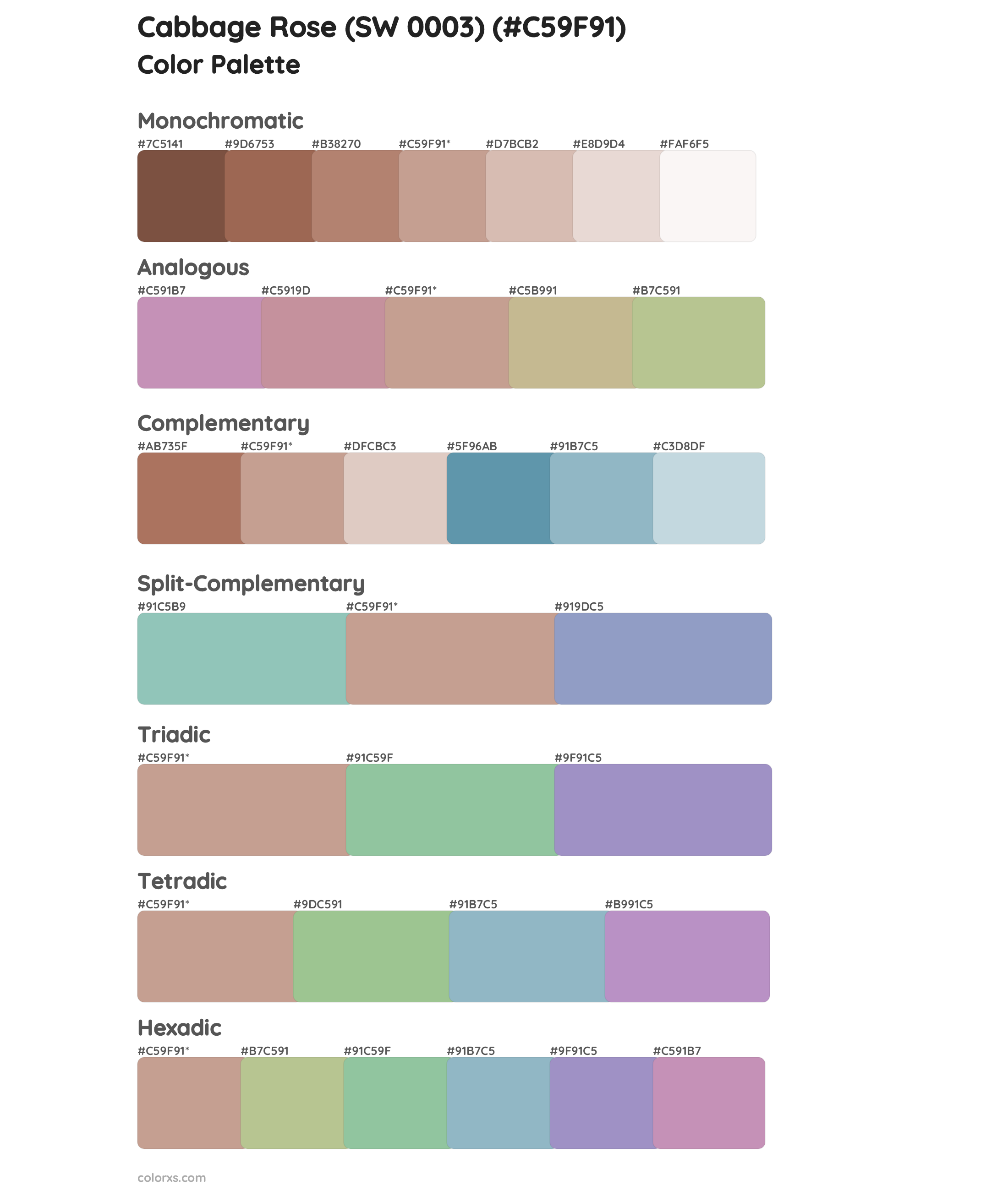 Cabbage Rose (SW 0003) Color Scheme Palettes